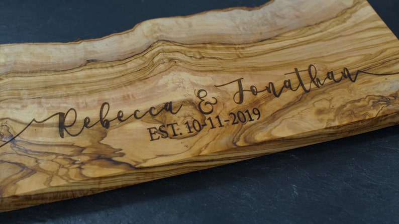 Personalized Cutting Board, Olive Wood, Engraved Cheese Board, Personalized Wedding Gift, Anniversary Gift, Christmas Gift, Engagment. image 4