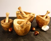 Mortar and Pestle Olive Wood in S - XL, Wooden Mortar Set, Rustic kitchen Ware, Handmade Olive Wood Mortar and Pestle