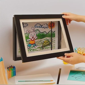 Veränderbarer Kunstwerk-Klapprahmen: Kunstanzeige & Aufbewahrung für Kinder