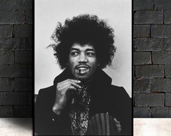 Jimi Hendrix Black and White Canvas Wall Art Picture Print 50x76cm