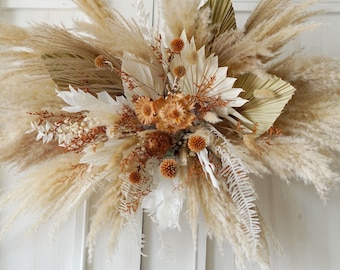 Rust Orange/Dusty/Burnt Orange Dried flowers Wedding arch,Flower Swag Backdrop,pampas Flower arbor, Boho Wedding Centerpieces