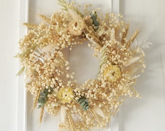 Dried flower Farmhouse Wreath, Year Round Wreath, Front Door Wreath, Wedding Wreath,decorative wreath