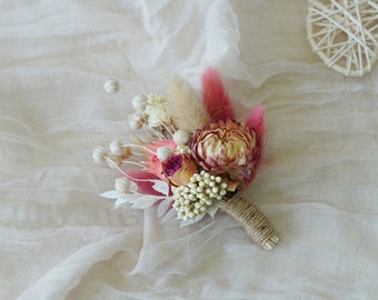 Boho Wedding boutonniere Boutonnières Bunches | Dried Flower Bouquets | Wedding Groomsmen | Groom | Pampas Grass Arrangement | Boutonniere