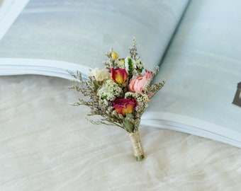 Green& Pink Flower Wedding Boutonniere,wedding flower,Groom's pin wedding brooch/Handmade Buttonhole,lapel pin,wedding natural flowers