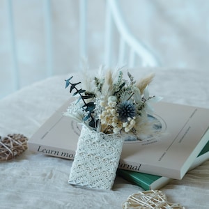 Green& Blue Flower Wedding Boutonniere,wedding flower,Groom&#39;s pin wedding brooch/Handmade Buttonhole,lapel pin,wedding natural flowers