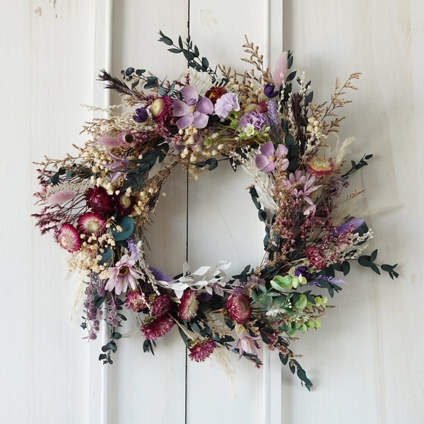 Dried flower Farmhouse Wreath, Year Round Wreath, Front Door Wreath, Wedding Wreath,decorative wreath
