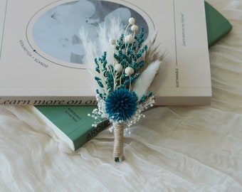 Ramo de novia bohemio, mini ramos de flores secas, ramos de flores secas, padrinos de boda, novios, ojales de hierba de las pampas.