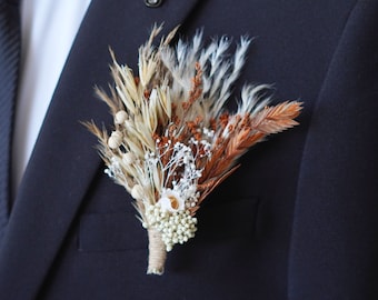 Boho Mini Dried Flowers Boutonnières Bunches | Dried Flower Bouquets | Wedding Groomsmen | Groom | Pampas Grass Arrangement | Boutonniere