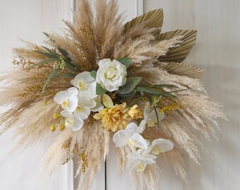 Artificial flower Wedding arch,dried Flower Arch, Flower Swag Backdrop,pampas Flower arbor, Boho wedding flower decor,Wedding Centerpieces