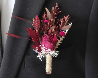 Boho Mini Dried Flowers Boutonnières Bunches | Dried Flower Bouquets | Wedding Groomsmen | Groom | Pampas Grass Arrangement | Boutonniere