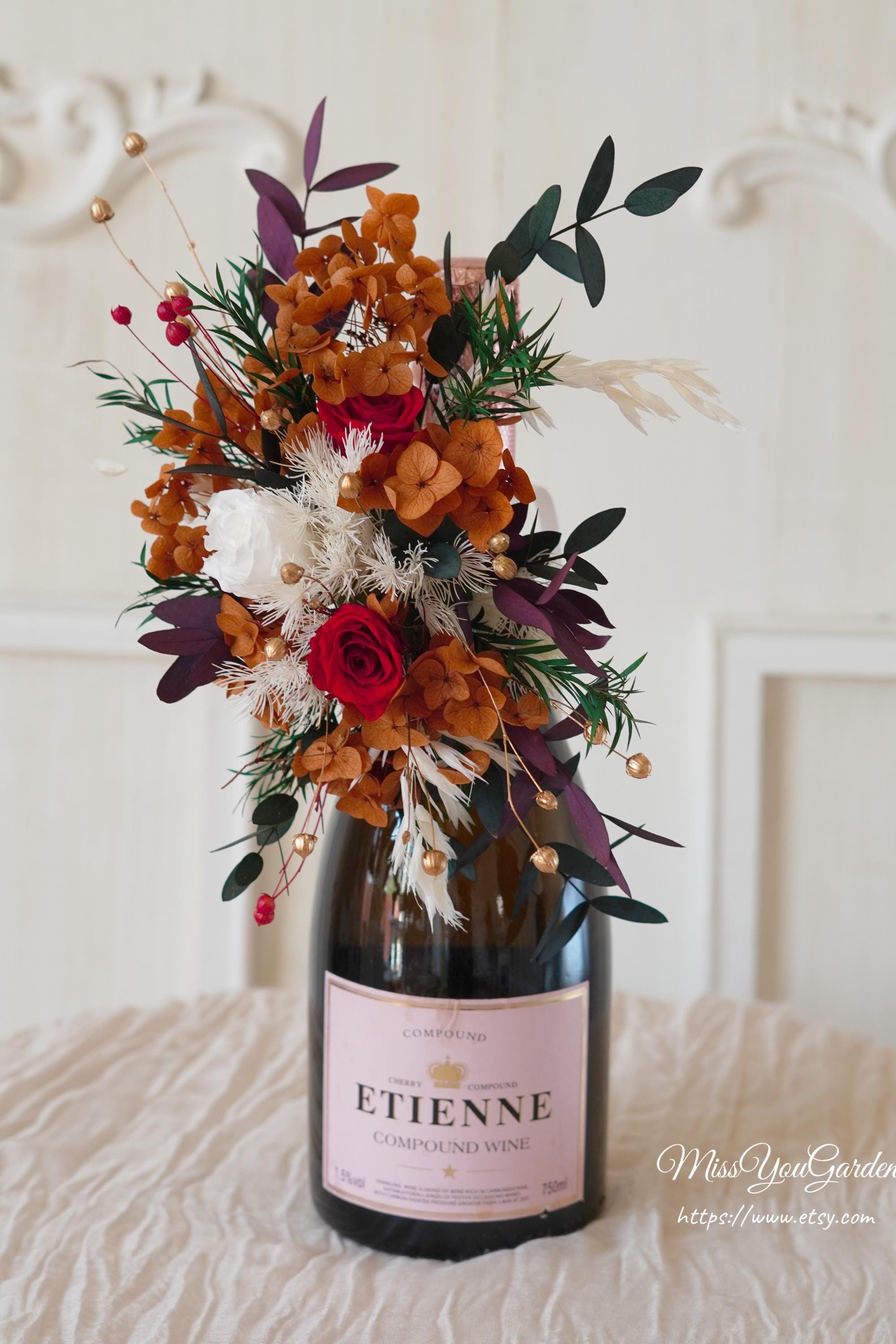 flower-arrangement-for-wine-bottle-wine-bottle-bouquet-with-red-rose