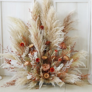 Preserved Dried Natural flower Wedding arch,Flower Swag Archway Backdrop,pampas Flower arbor,Boho Wedding Centerpieces,unfinished product