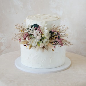 Topper per torta con fiori di paglia naturale, topper per torta con fiori secchi, topper per torta con fiori secchi, topper per torta con fiori secchi di erba della Pampa