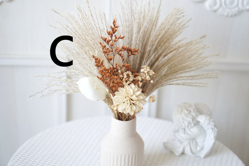 Rust Orange/Burnt Orange Pampas Grass bouquet,Dried flowers bouquet,home decor,Palm spear,natural flower Arrangement,Small Centerpiece image 4