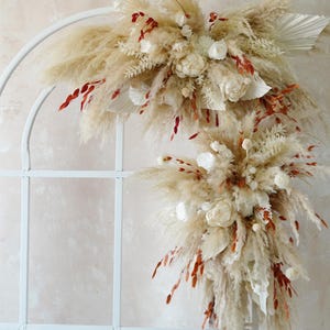 Bouquet conservato Latifolum Fiori secchi Arco nuziale, arco di fiori secchi, sfondo di festoni di fiori, pergolato di fiori di pampa, centrotavola per matrimonio boho