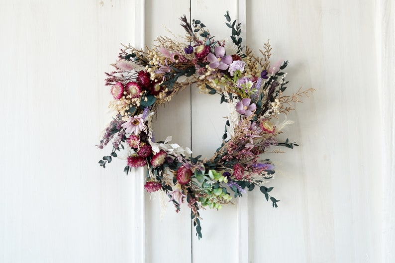 Dried flower Farmhouse Wreath, Year Round Wreath, Front Door Wreath, Wedding Wreath,decorative wreath image 8