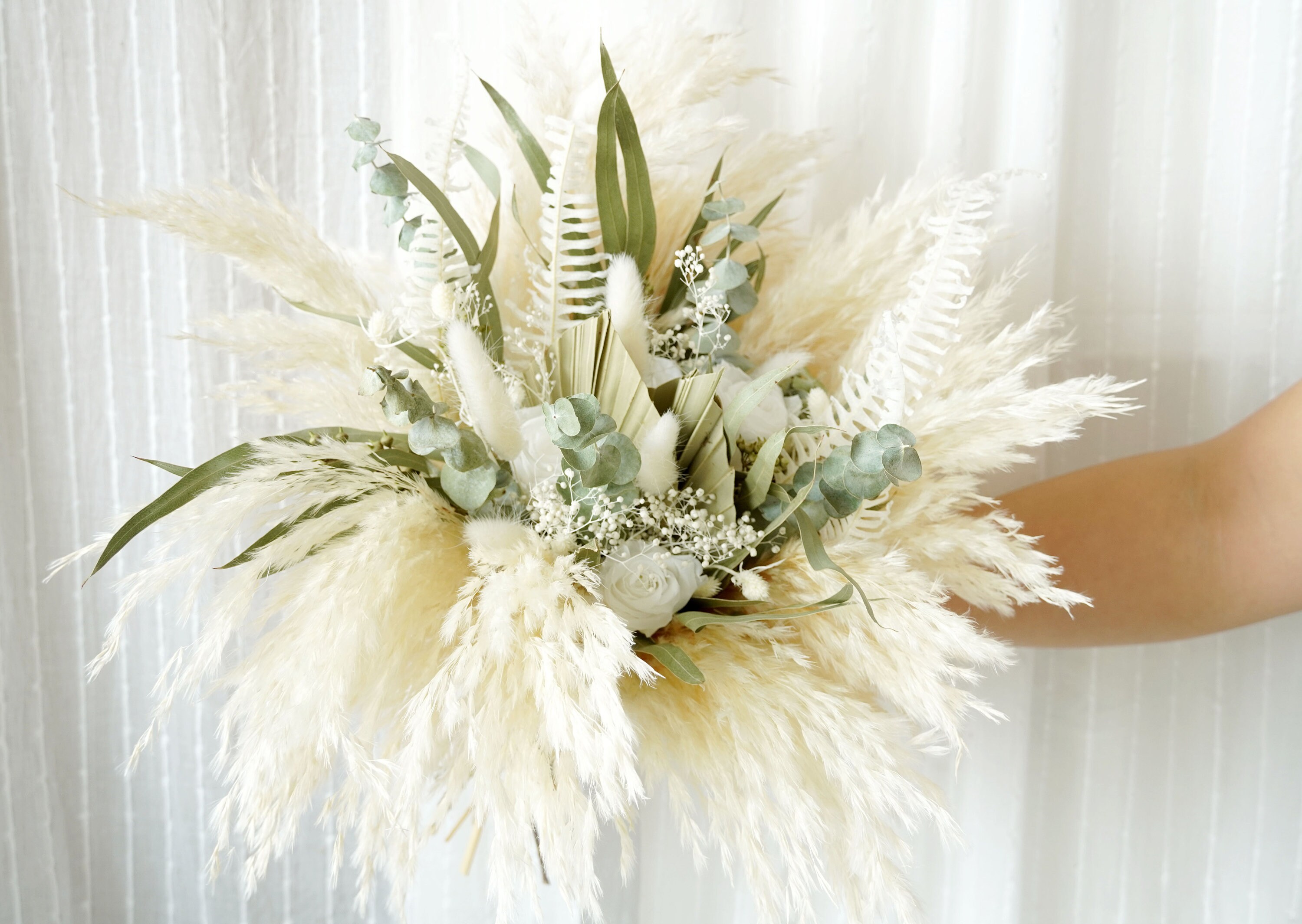 50 Herbes De Pampa Séchées 40cm - Déco Bohème Naturelle - Pour Vases, Mariage, Intérieur - Blanc
