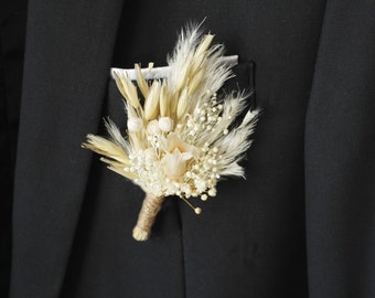 Boho Mini Dried Flowers Boutonnières Bunches | Dried Flower Bouquets | Wedding Groomsmen | Groom | Pampas Grass Arrangement | Boutonniere