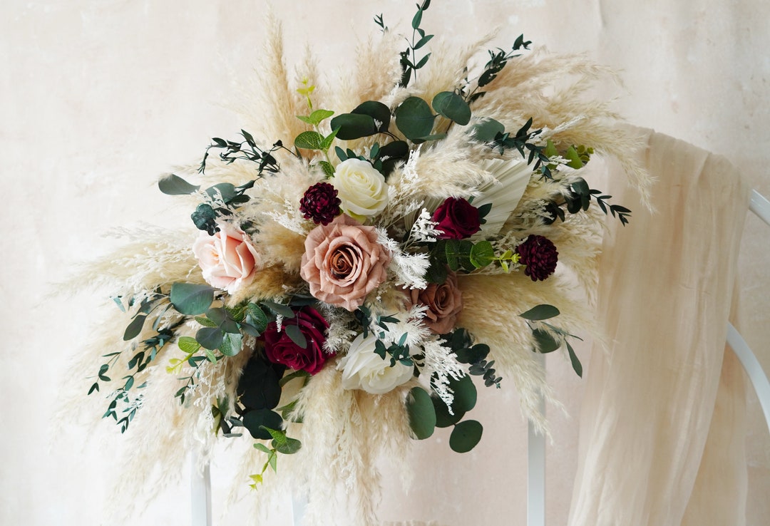 Bohemian Dusty Silk Flowers Dried Flowers Wedding Arch,flower Swag