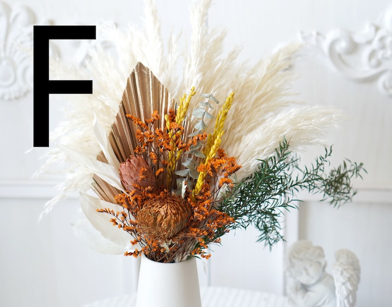 Rust Orange/Burnt Orange Pampas Grass bouquet,Dried flowers bouquet,home decor,Palm spear,natural flower Arrangement,Small Centerpiece image 8