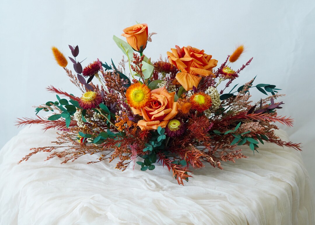 Burnt Orange Silk Flowers Table Flowers Arch,flower Swag Backdrop