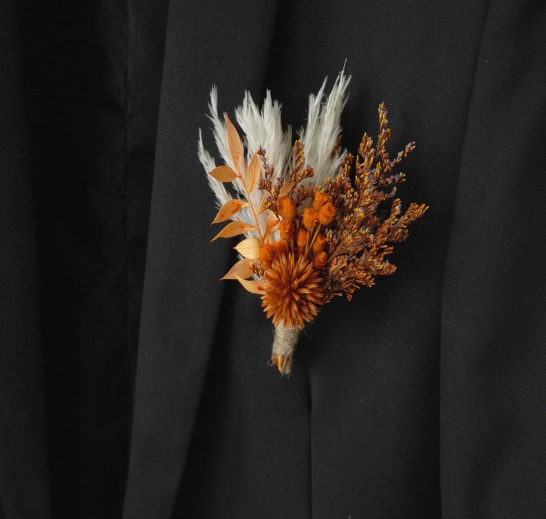 Rust Orange/burnt Orange Dried Flowers Boutonnières Etsy