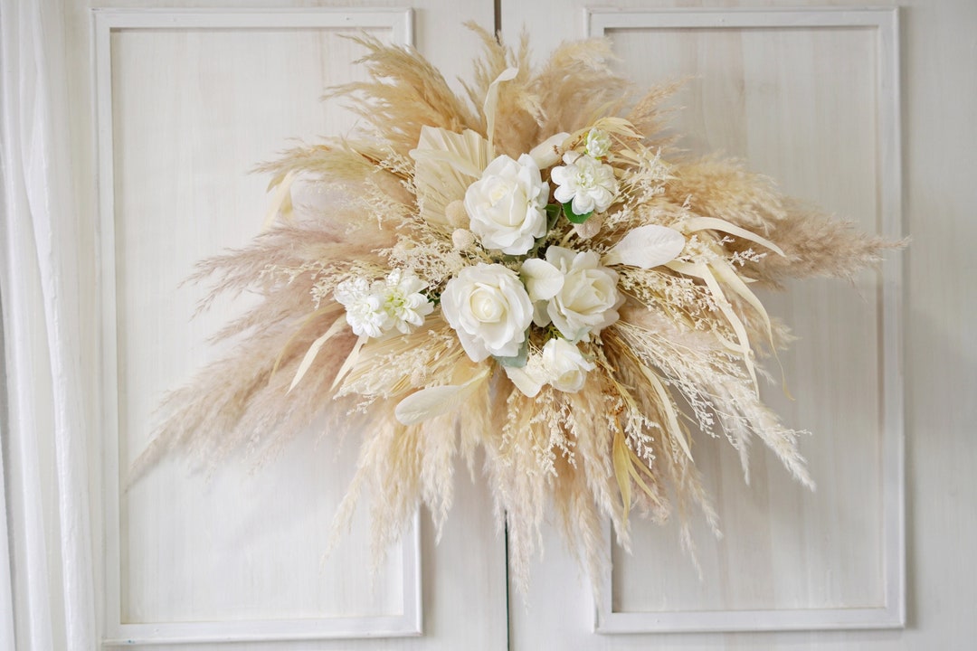 Artificial Flower Wedding Arch,dried Flower Arch, Flower Swag Backdrop,pampas Flower Arbor, Boho