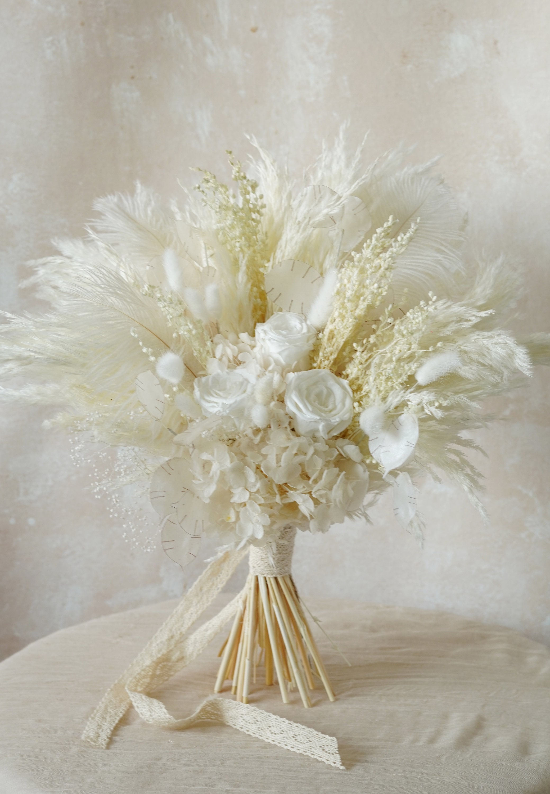 36 PCS Natural Dried Pampas Grass Bunch - White & Brown Reed Grass For Home Decor, Weddings - View #2
