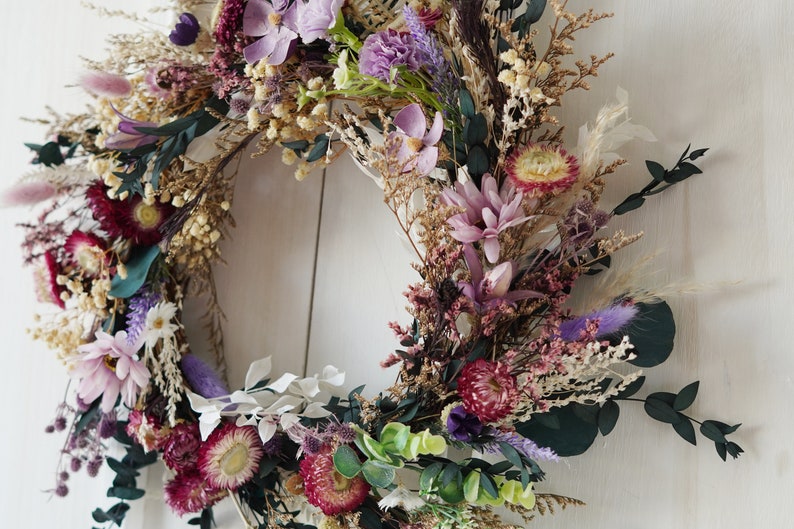 Dried flower Farmhouse Wreath, Year Round Wreath, Front Door Wreath, Wedding Wreath,decorative wreath image 5