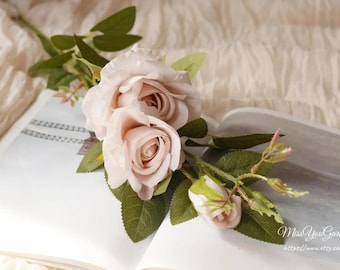 Ramo de novia rosa pálido personalizado, ramo de dama de honor de hierba de la Pampa