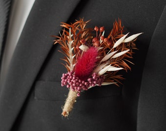 Boho Wedding boutonniere Boutonnières Bunches | Dried Flower Bouquets | Wedding Groomsmen | Groom | Pampas Grass Arrangement | Boutonniere