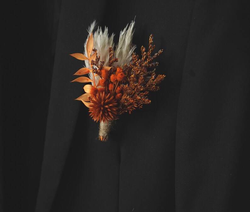 Rust Orange/burnt Orange Dried Flowers Boutonnières Etsy