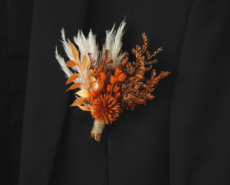 Rust Orange/burnt Orange Dried Flowers Boutonnières Etsy