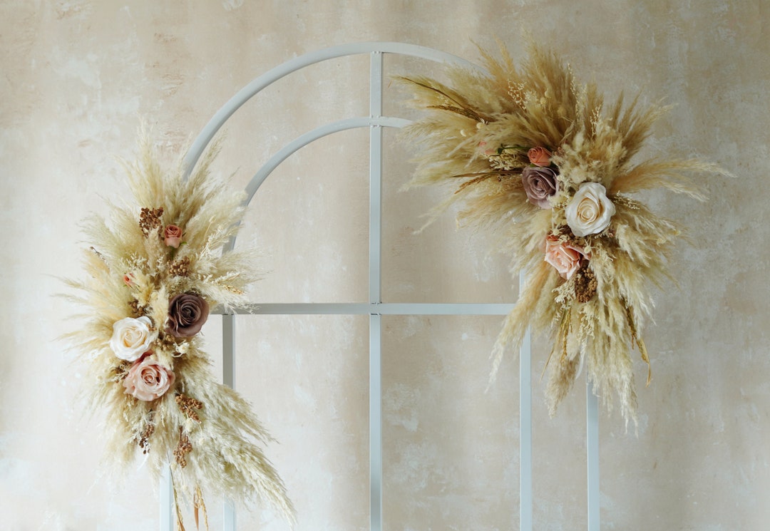 Bohemian Dusty Silk Flowers Dried Flowers Wedding Arch,flower Swag