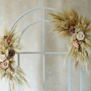Bohemian Dusty Silk Flowers Dried flowers Wedding arch,Flower Swag Backdrop,pampas Flower arbor, Boho Wedding Centerpieces