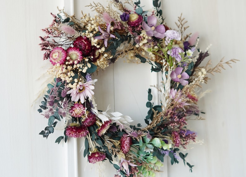 Dried flower Farmhouse Wreath, Year Round Wreath, Front Door Wreath, Wedding Wreath,decorative wreath image 9
