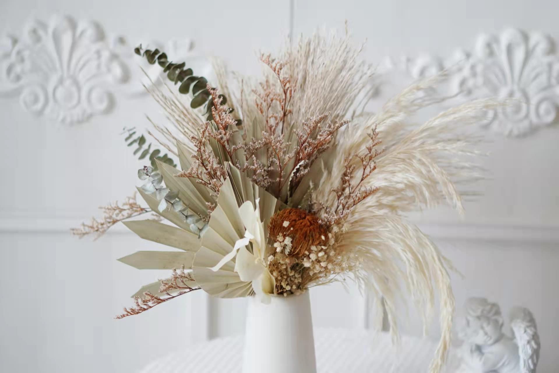 Erba Della Pampa Secca - Bouquet Di Fiori Secchi Per Decorazione Boho, Soggiorno E Camera Da Letto