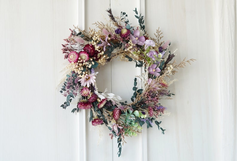 Dried flower Farmhouse Wreath, Year Round Wreath, Front Door Wreath, Wedding Wreath,decorative wreath image 10