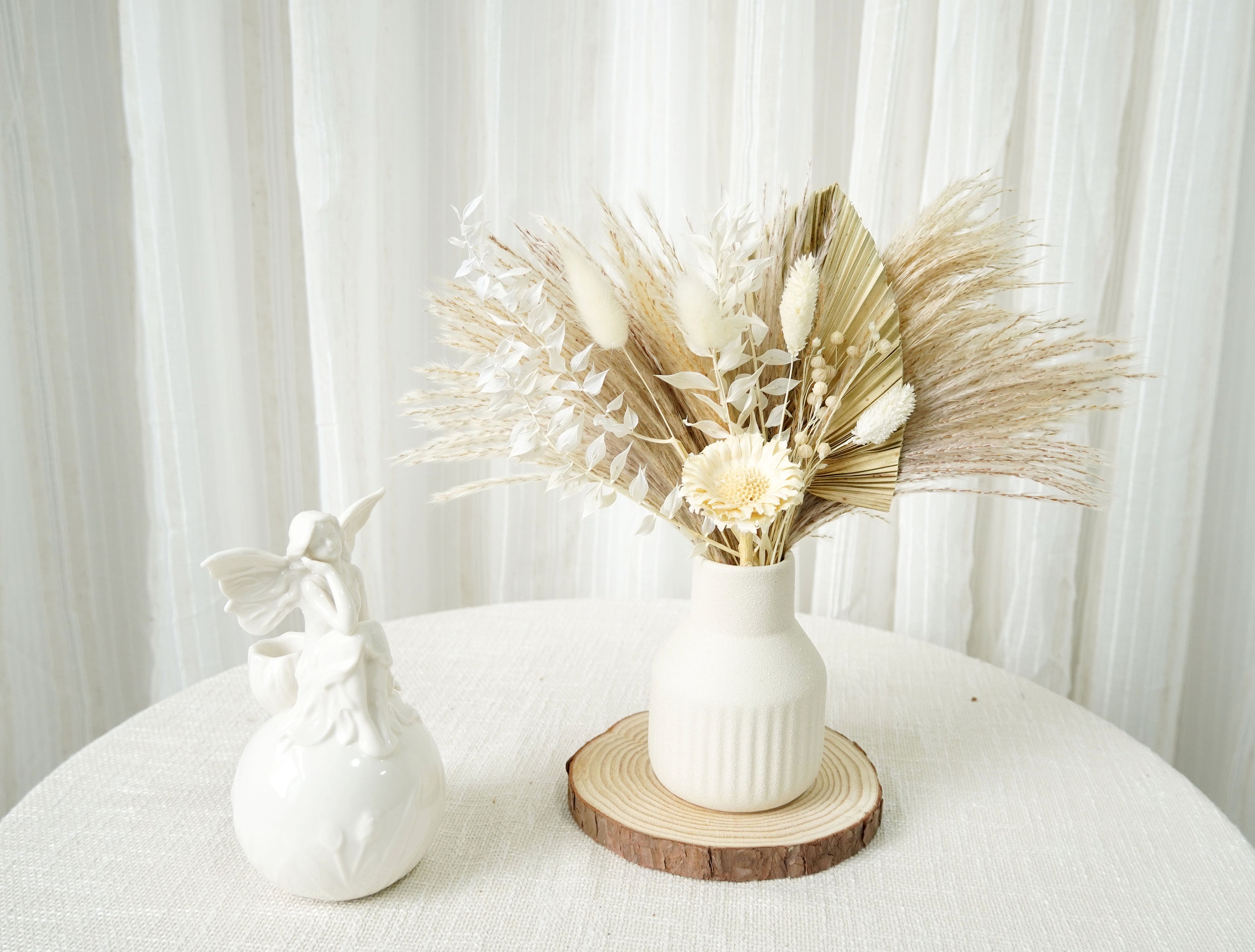 Set Di 6 Steli Di Erba Della Pampa Essiccata Artificiale, Finti, Lunghi 45 Cm, Color Grigio, Per Decorazione Vaso E Casa, In Tessuto