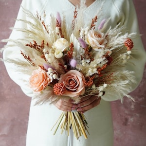 Burnt Orange Lover grass,Silk flower Rustic bohemian Wedding Bridal Flower Bouquet,Artificial Faux Wedding Decor,Bridal/bridesmaids bouquets