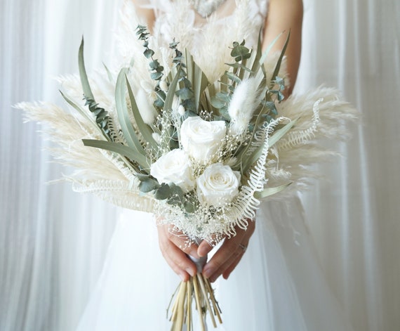 Erba Di Pampa Essiccata - Bouquet Fiori Secchi Per Decorazione, Matrimoni, Stile Boho