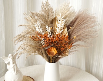 Rust Orange/Burnt Orange Pampas Grass bouquet,Dried flowers bouquet,home decor,Palm spear,natural flower Arrangement,Small Centerpiece