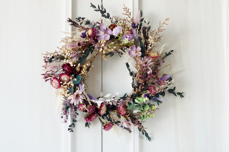 Dried flower Farmhouse Wreath, Year Round Wreath, Front Door Wreath, Wedding Wreath,decorative wreath image 3