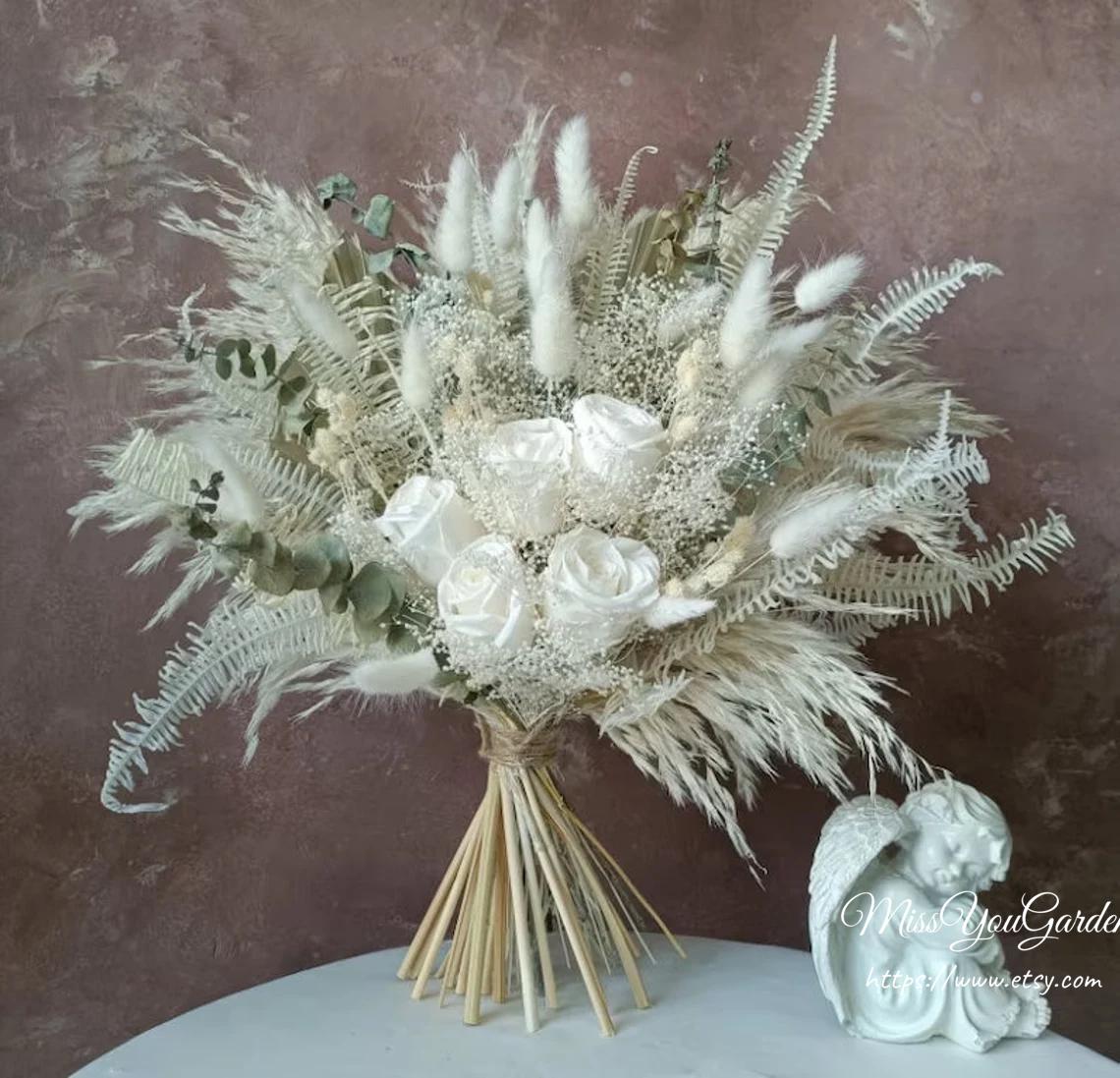 Bouquet De 15 Fleurs De Pampa Séchées – Décoration Naturelle Longue Durée Pour Maison, Mariage, événements