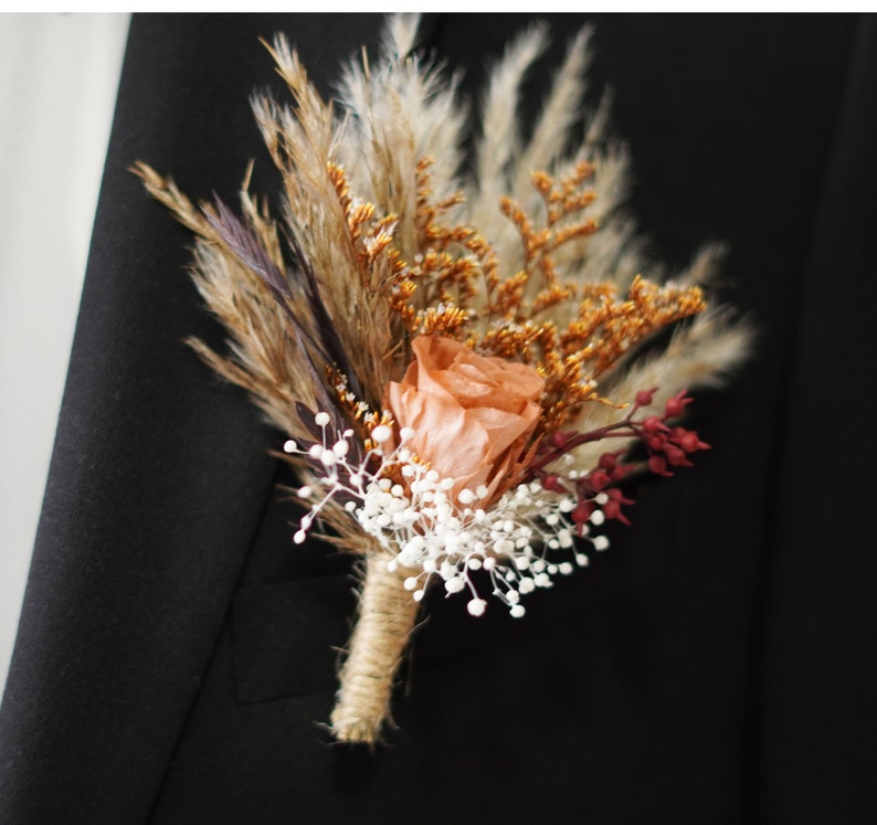 Rust Orange/burnt Orange Dried Flowers Boutonnières Etsy
