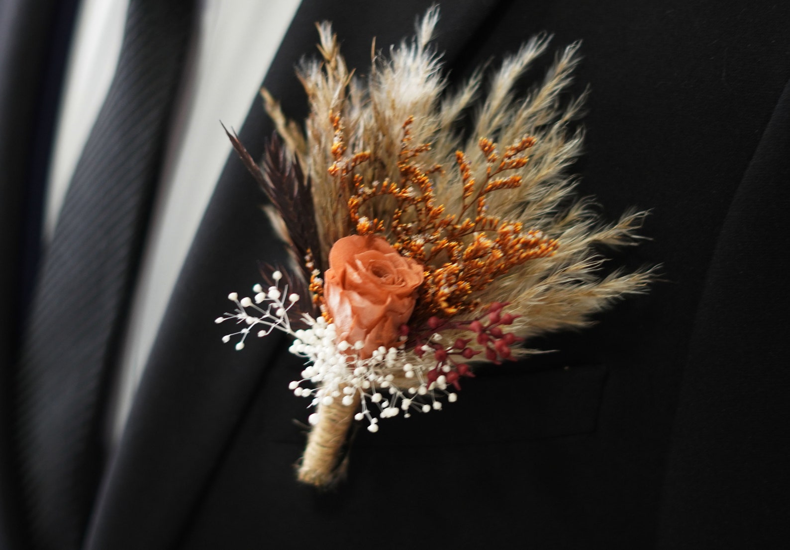 Rust Orange/burnt Orange Dried Flowers Boutonnières Etsy