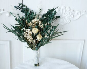 Ramo de novia de eucalipto seco / Boda de flores secas, Novias rústicas bohemias, Ramo de dama de honor, Ramo seco