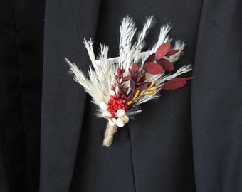 Boho Mini Dried Flowers Boutonnières Bunches | Dried Flower Bouquets | Wedding Groomsmen | Groom | Pampas Grass Arrangement | Boutonniere