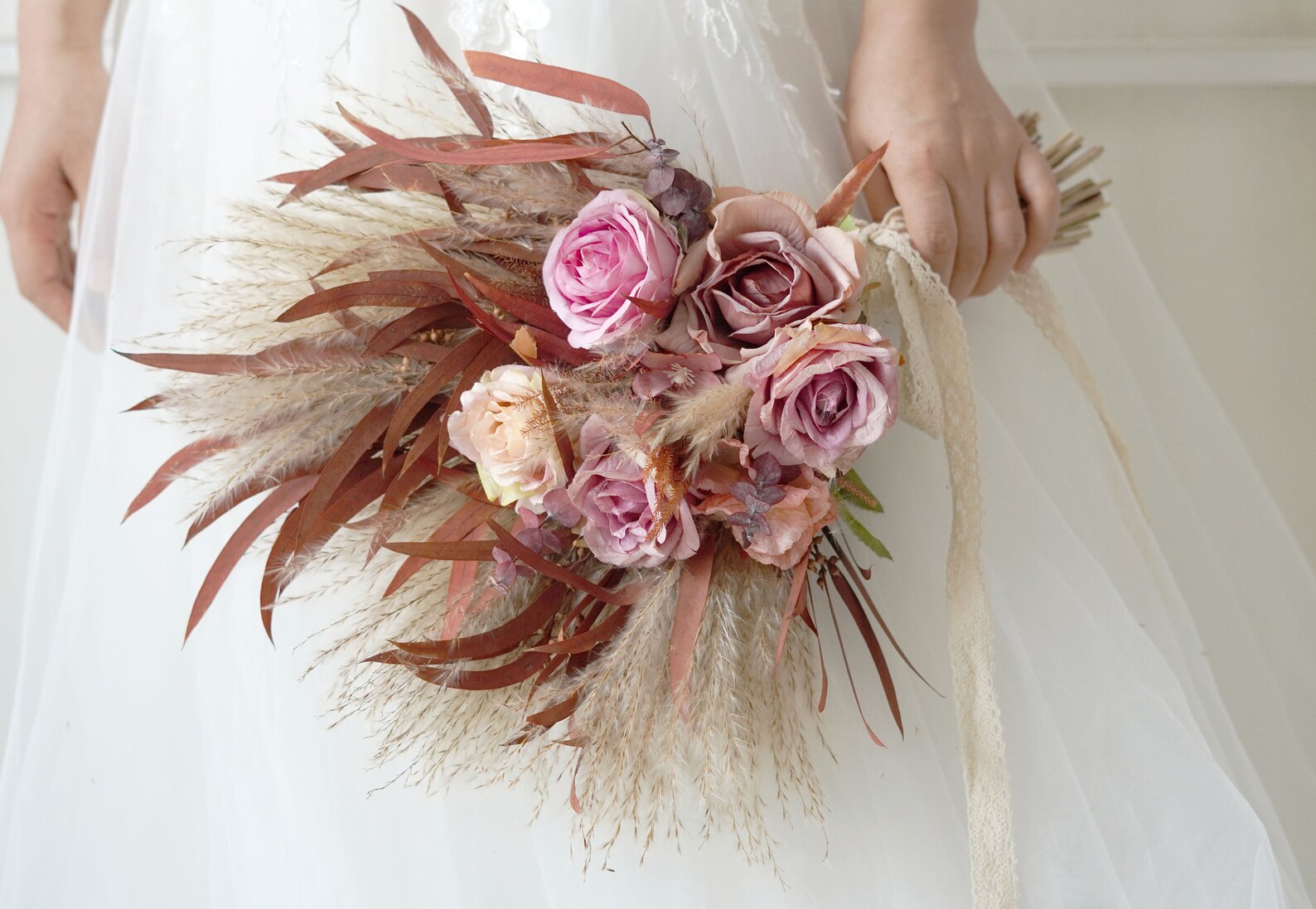 Pampas Grass Bouquet Rustic Boho Wedding Bouquetartificial Etsy