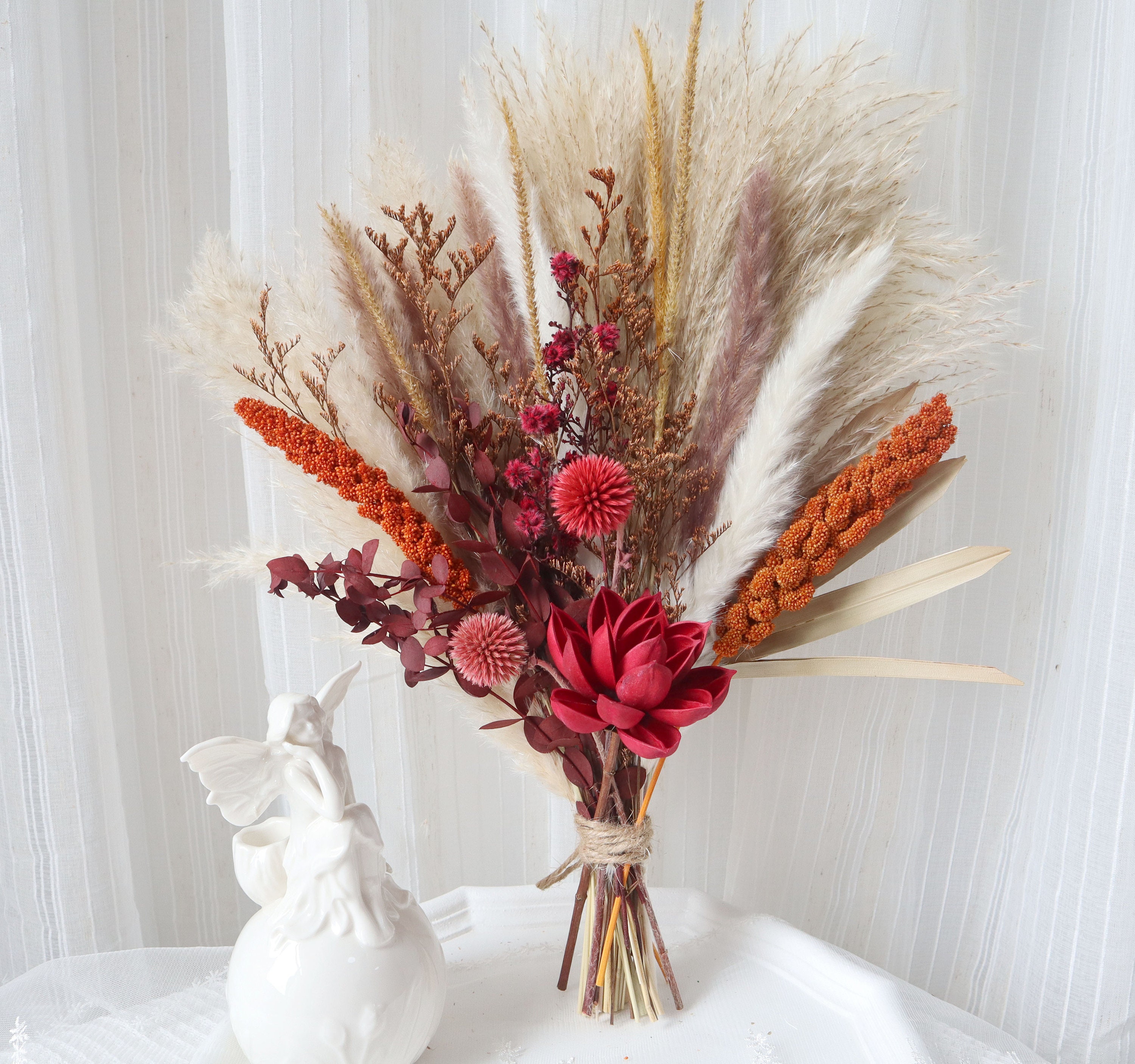 Towwoo Erba di Pampa, 80cm Grandi Fiori Secchi Artificiali, 5 pz Decorazione di Pampas Essiccati Naturali, Decorazione di Bouquet Secchi, Rami di Pampas Lunghi per Soggiorno Vaso da Pavimento di Casa